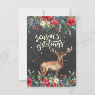 Winter Watercolor Flowers Season's Greetings Card