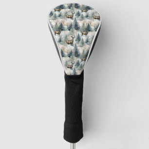 Winter Watercolor Forest Deer (1) Golf Head Cover