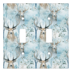 Winter Watercolor Forest Deer (2) Light Switch Cover