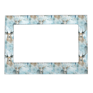 Winter Watercolor Forest Deer (2) Magnetic Frame