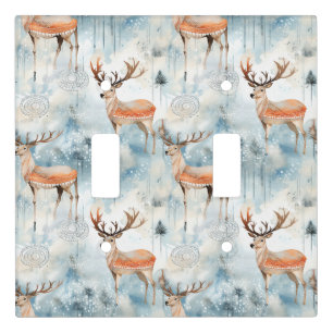 Winter Watercolor Forest Deer (3) Light Switch Cover