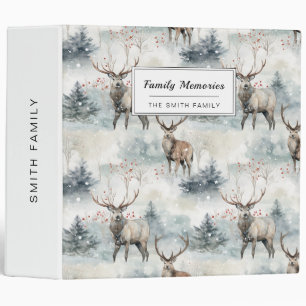 Winter Watercolor Forest Deer (4) 3 Ring Binder