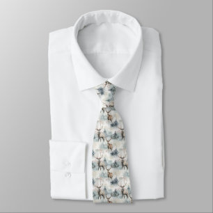 Winter Watercolor Forest Deer (4) Neck Tie