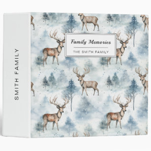 Winter Watercolor Forest Deer (5) 3 Ring Binder