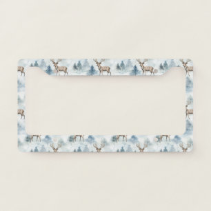 Winter Watercolor Forest Deer (5) License Plate Frame