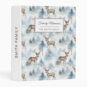 Winter Watercolor Forest Deer (5) Mini Binder