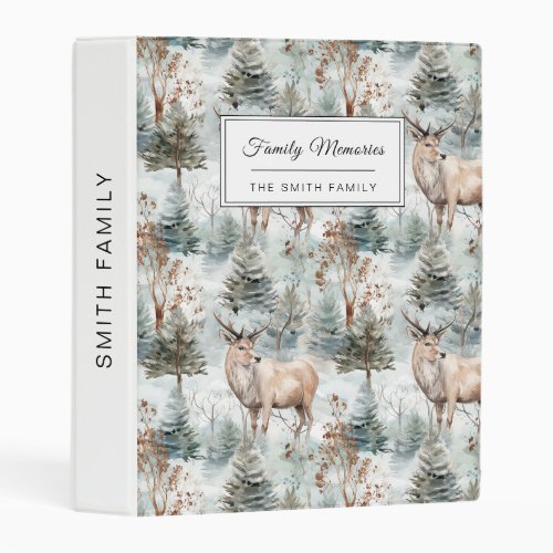 Winter Watercolor Forest Deer (6) Mini Binder