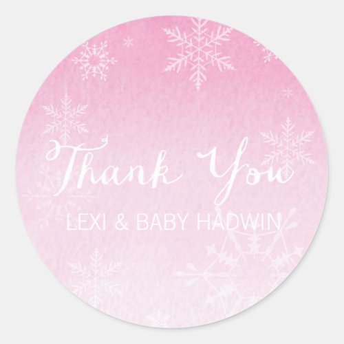 Winter Watercolor  Girl Baby Shower Favor Sticker