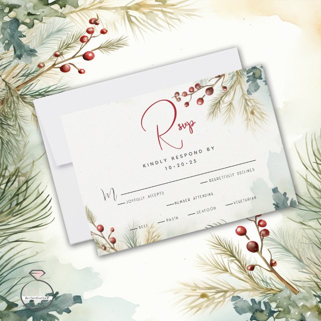 Winter Watercolor Greenery  RSVP Card (Creator Uploaded)