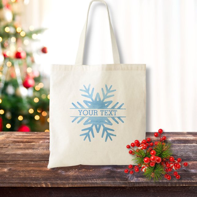 Winter Watercolor Holiday Snowflake Personalized Tote Bag (Creator Uploaded)