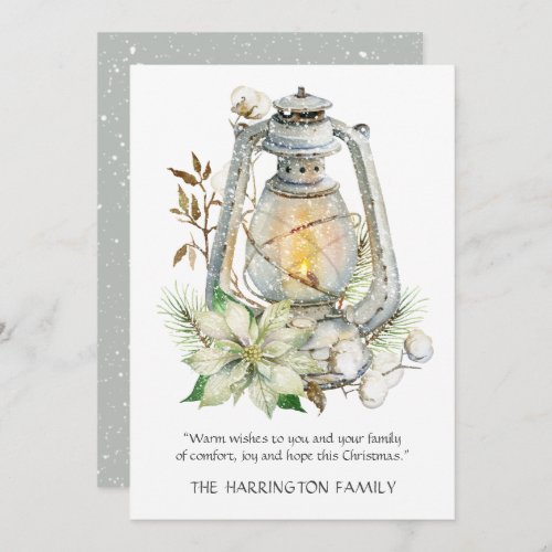 Winter Watercolor Lantern Snow Christmas Card