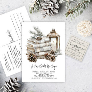 Winter Watercolor New Chapter Has Begun Holiday Announcement Postcard