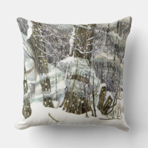 Winter Watercolor painting Throw Pillow