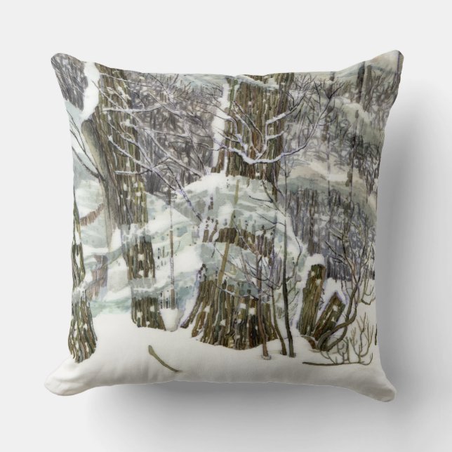 Winter Watercolor painting Throw Pillow (Front)
