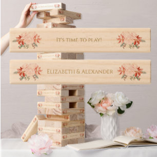 Winter Watercolor Personalized Wedding Topple Tower