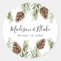 Winter Watercolor Pine Cone Wedding