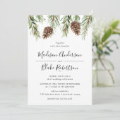 Winter Watercolor Pine Cone Wedding Invitation (Standing Front)