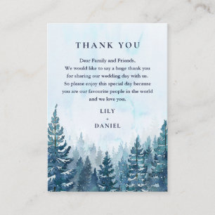 Winter Watercolor Pine Forest Wedding Thank You Place Card