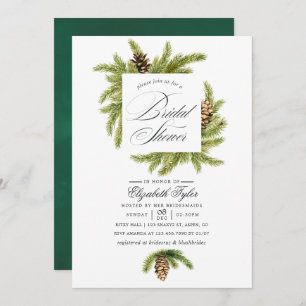 Winter Watercolor Pines Bridal Shower Invitation