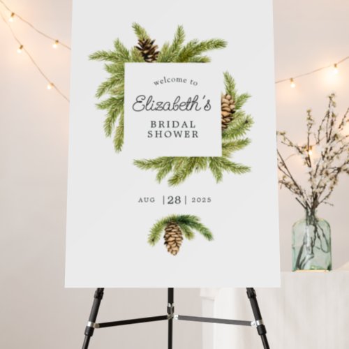 Winter Watercolor Pines Bridal Shower Welcome Foam Board