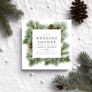 Winter Watercolor Pines Wedding Shower invitation