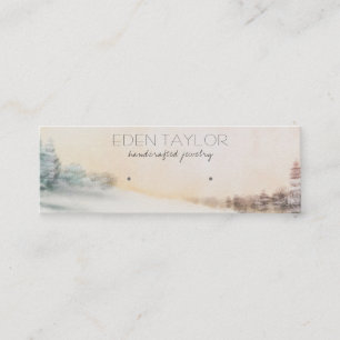 Winter Watercolor Scene Stud Earring Display Mini Business Card
