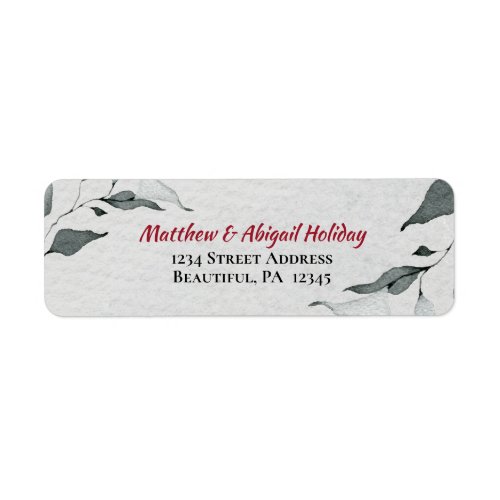 Winter Watercolor Simple Silver Gray Leaves Label