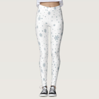 Winter Watercolor Snowflakes Christmas Leggings
