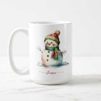 Winter Watercolor Snowman Personalized Christmas