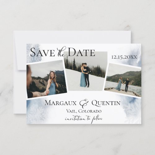 Winter Watercolor Wash Photo Save The Date Announcement