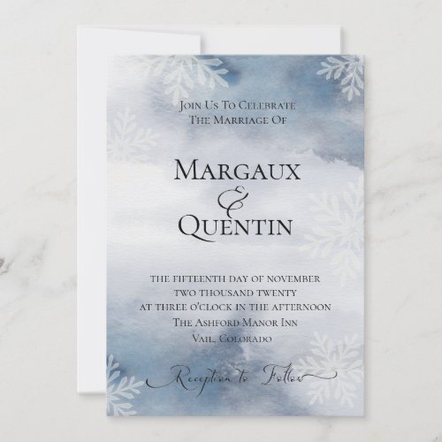 Winter Watercolor Wash Wedding Invitation