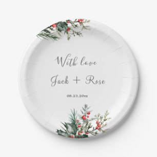 Winter Watercolor Wedding Paper Plates