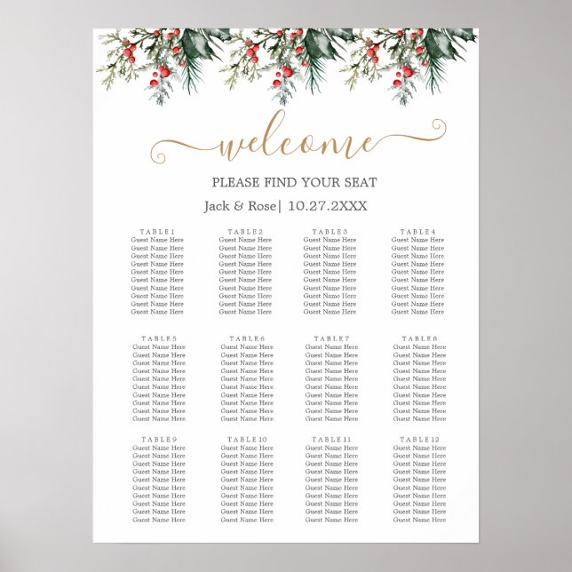 Winter Watercolor Wedding Poster (Front)