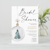 Winter watercolors Christmas bridal shower Invitation (Standing Front)