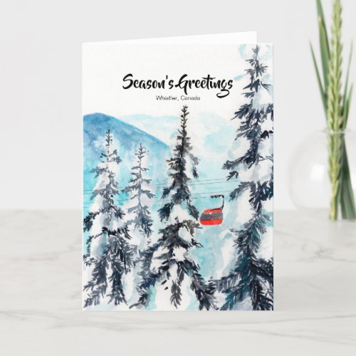 Winter Watercolour Greeting card with Mountains