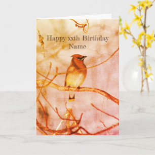 Winter Waxwing Bird Nature Personalized Birthday Card