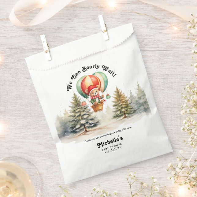 Winter We Can Bearly Wait Christmas Baby Shower Favor Bag (Clipped)