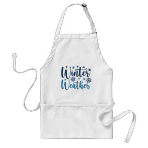 Winter Weather - Snowy Holiday Typography Adult Apron