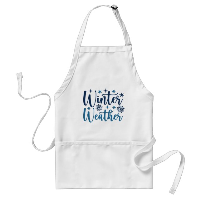 Winter Weather - Snowy Holiday Typography Adult Apron (Front)
