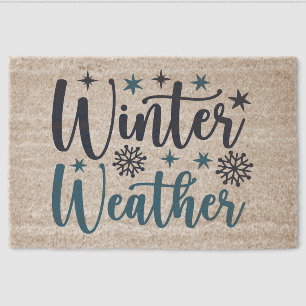 Winter Weather - Snowy Holiday Typography Fiber Doormat