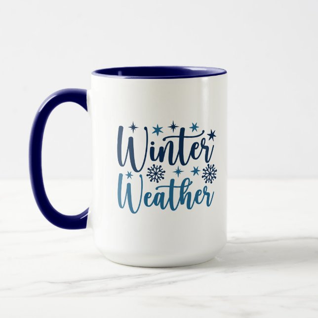 Winter Weather - Snowy Holiday Typography Mug (Left)