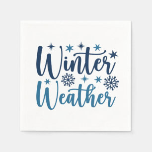 Winter Weather - Snowy Holiday Typography Napkins