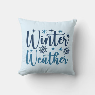 Winter Weather - Snowy Holiday Typography Throw Pillow