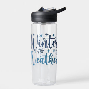 Winter Weather - Snowy Holiday Typography Water Bottle