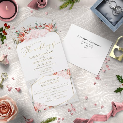 Winter Wedding All In One Invitation Gilded