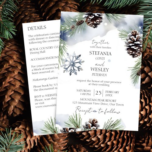 Winter wedding all in one snowy pines template