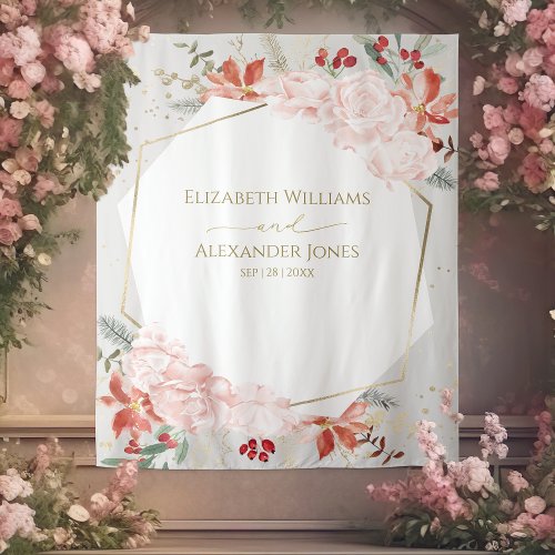 Winter Wedding Backdrop Gilded Watercolor Floral