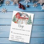 Winter Wedding Barn Christmas Snow Watercolor RSVP Card<br><div class="desc">This design may be personalized in the area provided by changing the photo and/or text. Or it can be customized by clicking Personalize this Template and then choosing the click to customize further option and delete or change the color of the background, add text, change the text color or style,...</div>