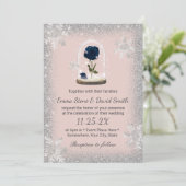 Winter Wedding Beauty Blue Rose Dome Blush Pink Invitation (Standing Front)