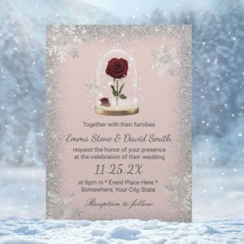 Winter Wedding Beauty Rose Dome Blush Pink Invitation by myinvitation at Zazzle